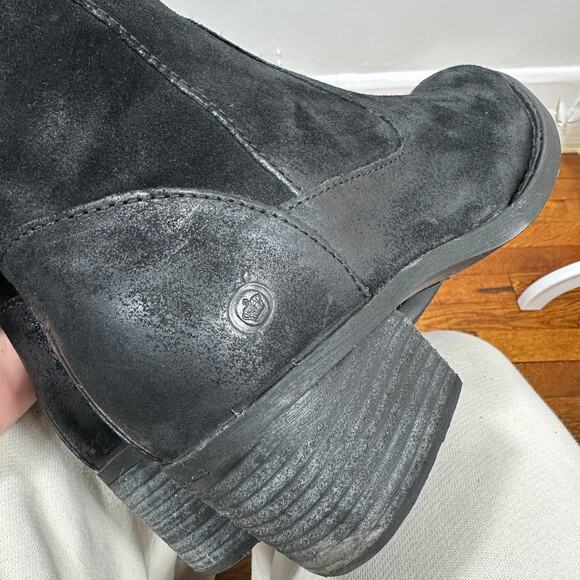 Born Black Suede Over the Knee Riding Boots Women’s 8M Tie Back Zip Tall Comfort - Picture 7 of 14